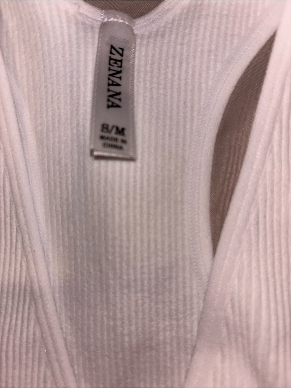 Zenana Ribbed Racerback Brami Crop Top – White | Size S/M | NWOT - Picture 3 of 3
